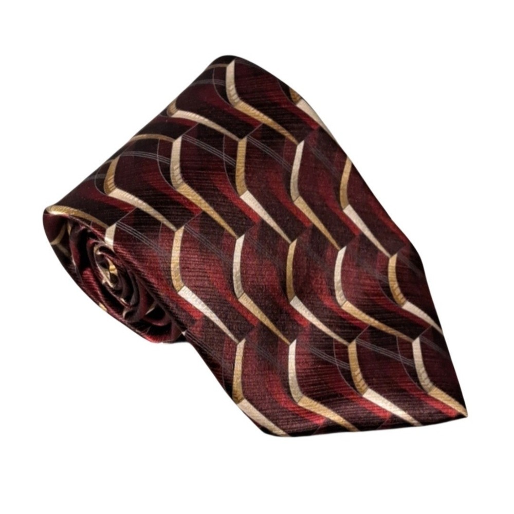 Vintage Arrow Men's Tie 100% Imported Silk Burgundy, Beige Made In USA‎ Business